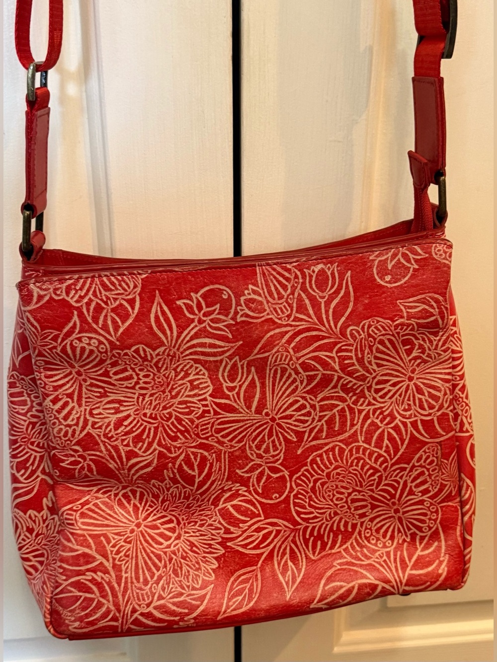 ANUSCHKA Coral red Floral Crossbody bag - Picture 3 of 11